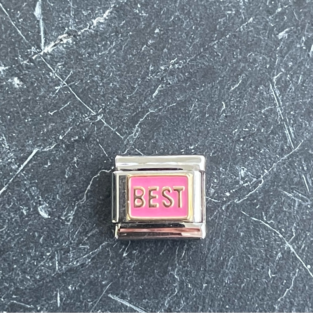 Zoppini Stainless Steel & Gold Pink 'Best' Charm